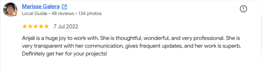 Client testimonial screenshot