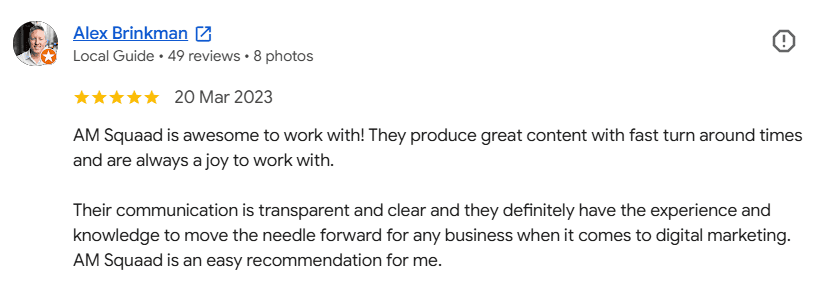 Client testimonial screenshot